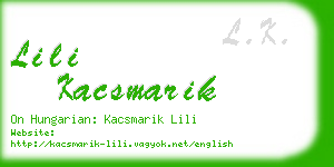 lili kacsmarik business card